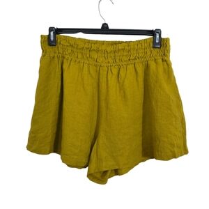 NWT Anthropologie The Somerset Linen Short in Maize Yellow Green Size Large Boho